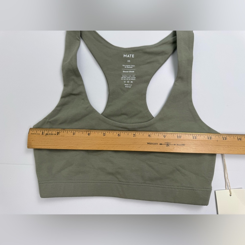 NWT MATE The Label Organic Cotton Stretch Bra Legging Set Size XS Sage Green - Picture 6 of 16